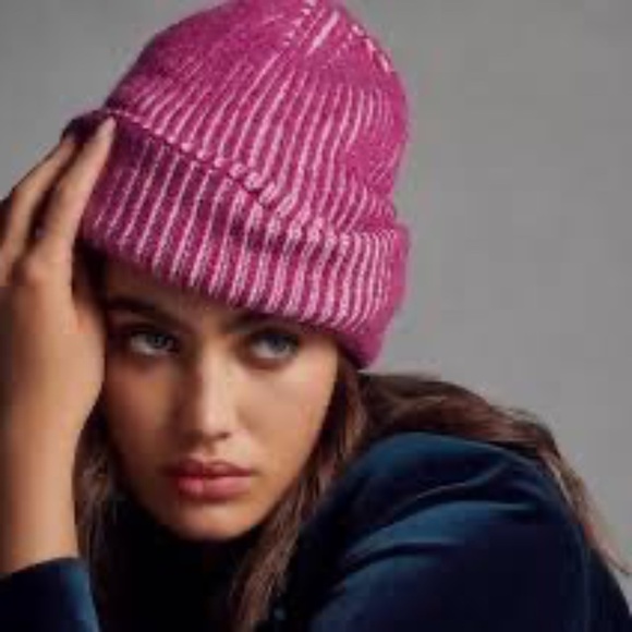 NWT Anthropologie Pink Two Tone Beanie - Picture 1 of 3